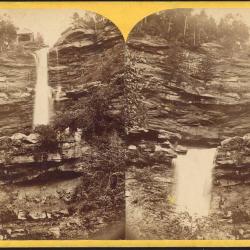 stereographic photo of rock cliff 
