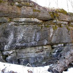 stone wall in park winter
