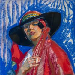 Woman in Black Hat with Cigarette by Winold Reiss (detail)