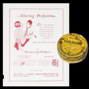 From the Collections: Madam C.J. Walker’s Glossine Hair Paste and Advertisement