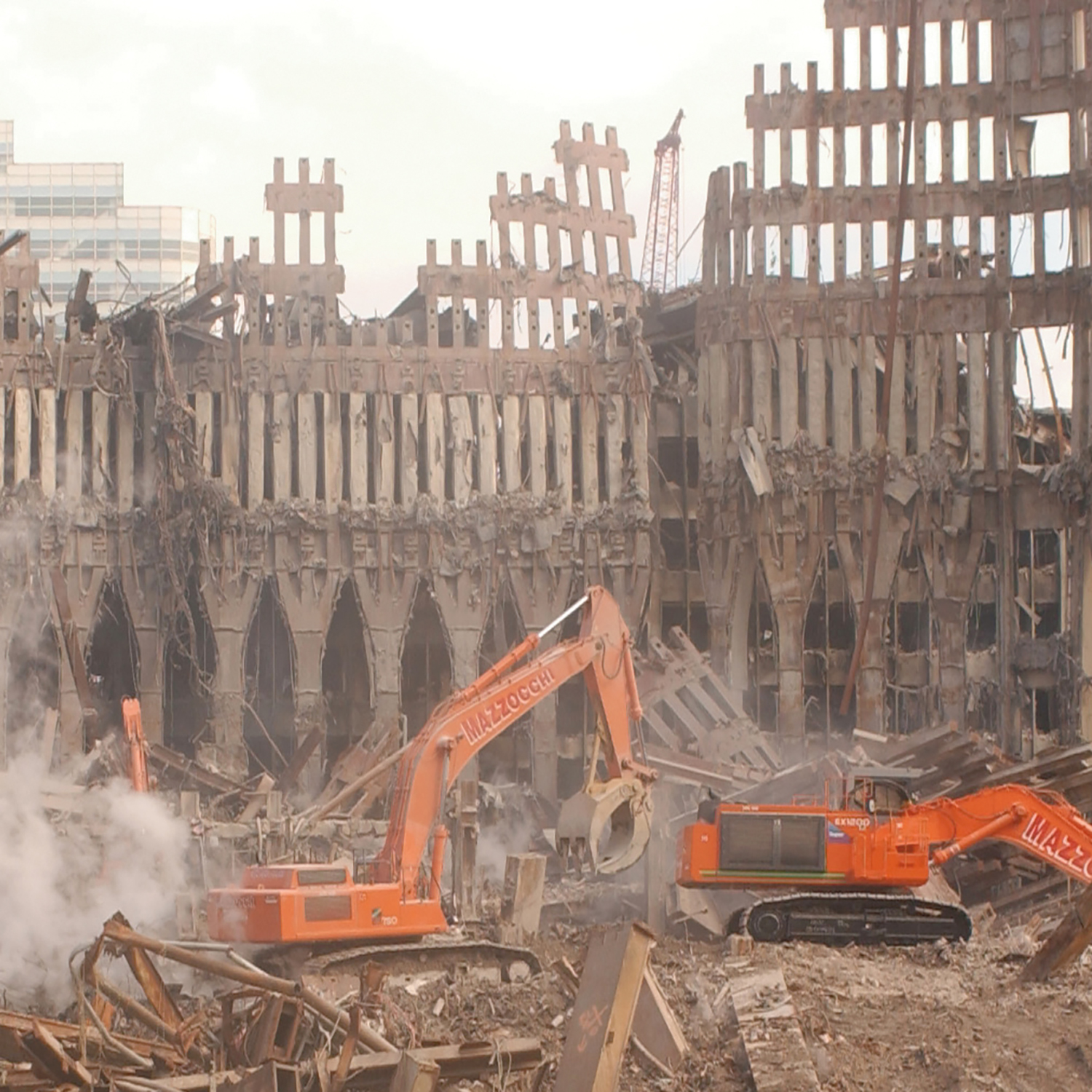 photo of ground zero after the attacks of 9/11/01